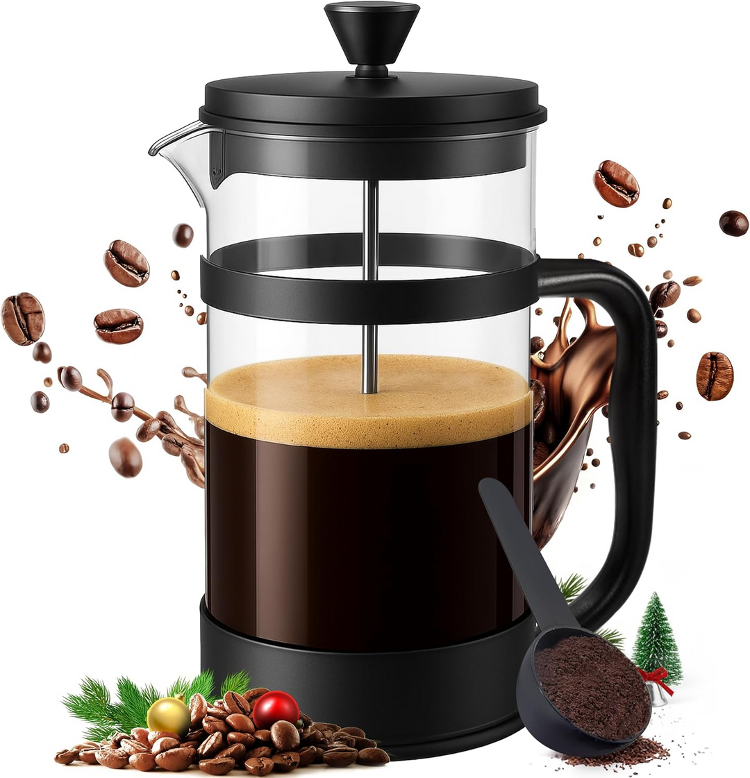 34oz Borosilicate Glass French Press Coffee & Tea Maker – Heat-Resistant Cafetiere for Home, Travel & Camping
