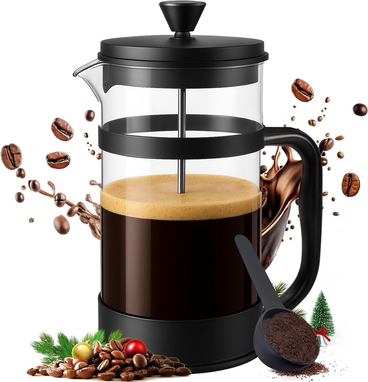 34oz Borosilicate Glass French Press Coffee & Tea Maker – Heat-Resistant Cafetiere for Home, Travel & Camping