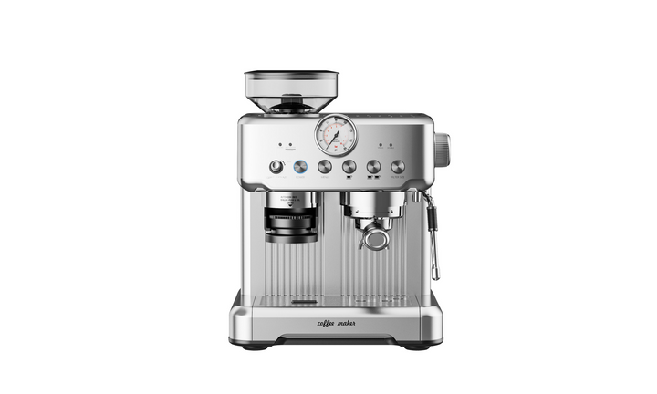 19-Bar Automatic Stainless Steel Espresso Machine with Built-In Grinder & Milk System for Home and Commercial Use